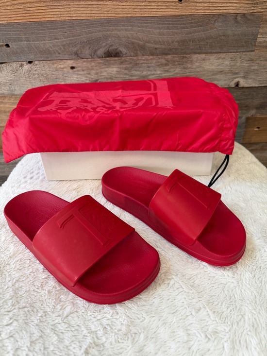 Tod's Shoes - Tod’s Red Amarena Logo Slide Sandals with Matching Dust Bag NIB Size 37 / 6